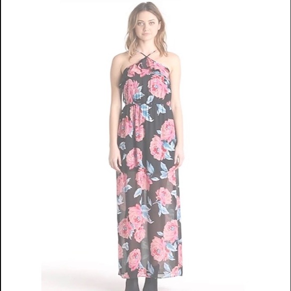 Want & Need Ruffle Halter Maxi Dress - Picture 2 of 4